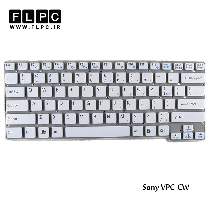 کیبورد لپ تاپ سونی Sony Laptop Keyboard VPC-CW سفید-اینتر کوچک-بدون فریم