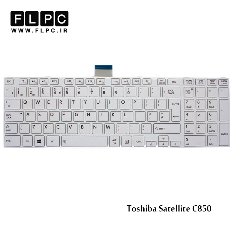 کیبورد لپ تاپ توشیبا سفید Toshiba Laptop Keyboard Satellite C850 white
