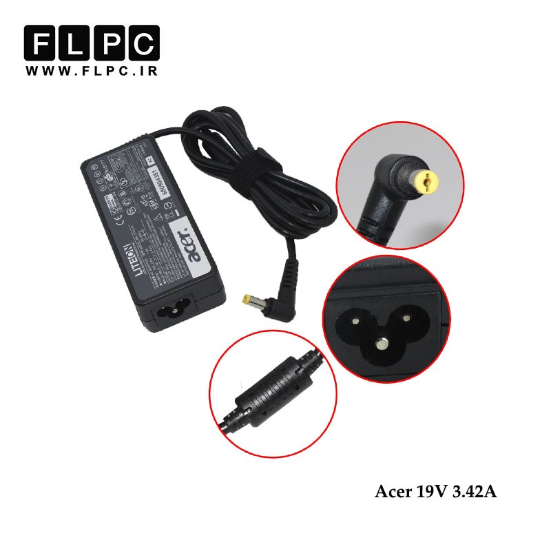 آداپتور لپ تاپ ایسر 19 ولت 3.42 آمپر Acer Laptop Adaptor 19V 3.42A 65W