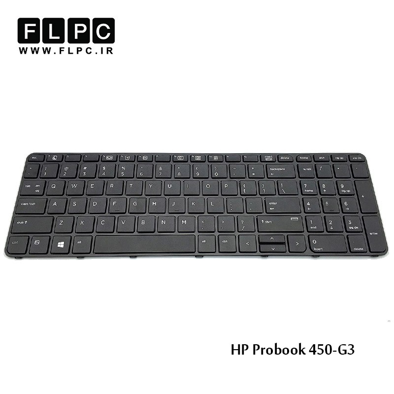 کیبورد لپ تاپ اچ پی HP Laptop Keyboard Probook 450-G3 مشکی-اینتر کوچک-با فریم