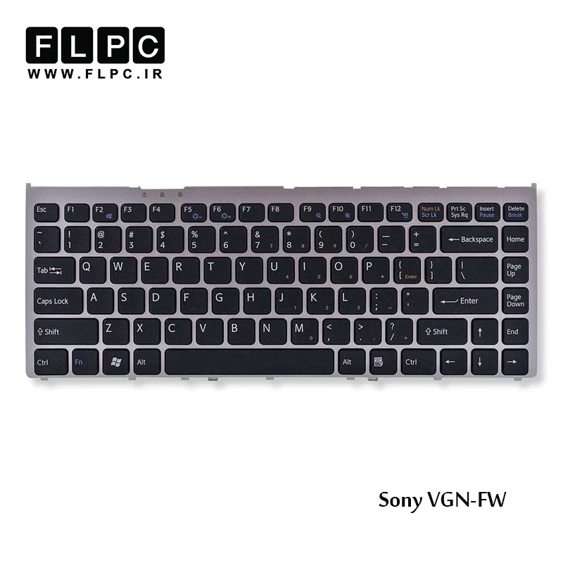 کیبورد لپ تاپ سونی VGN-FW مشکی-بافریم نقره ای Sony VGN-FW Laptop Keyboard