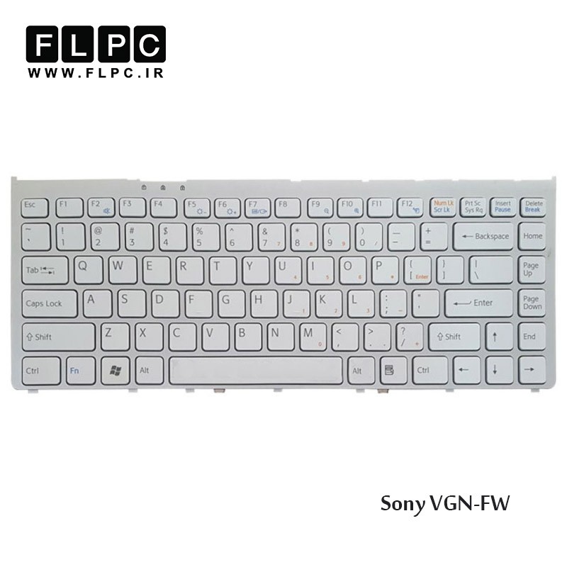 کیبورد لپ تاپ سونی Sony Laptop Keyboard VGN-FW سفید-بافریم