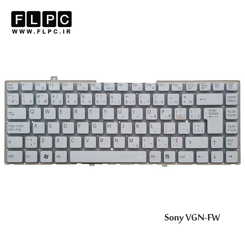 کیبورد لپ تاپ سونی Sony Laptop Keyboard VGN-FW سفید-اینتر بزرگ-بدون فریم