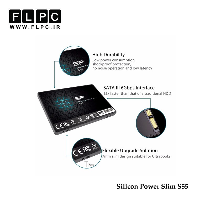 اس اس دی اینترنال سیلیکون پاور مدل Slim S55 ظرفیت 240 گیگابایت/Silicon Power Slim S55 SATA3.0 Internal SSD 240GB