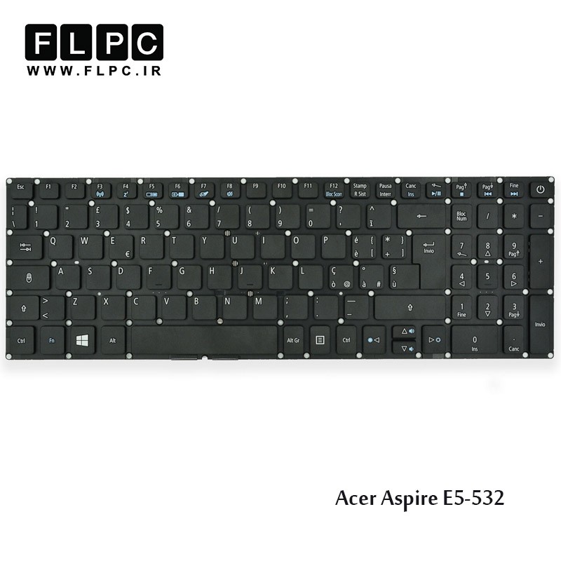 کیبورد لپ تاپ ایسر Acer Laptop Keyboard Aspire E5-532 مشکی-اینتر کوچک-بدون فریم