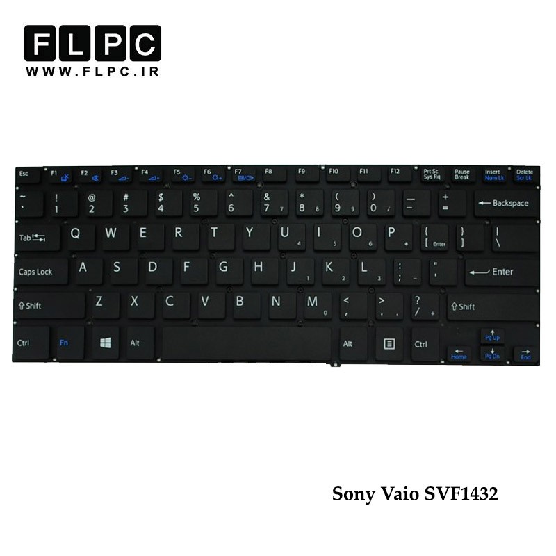 کیبورد لپ تاپ سونی Sony Vaio SVF1432 Laptop Keyboard مشکی-اینتر کوچک-بدون فریم