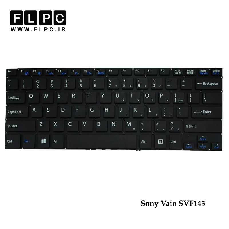 کیبورد لپ تاپ سونی Sony Vaio SVF143A Laptop Keyboard مشکی-اینتر کوچک-بدون فریم