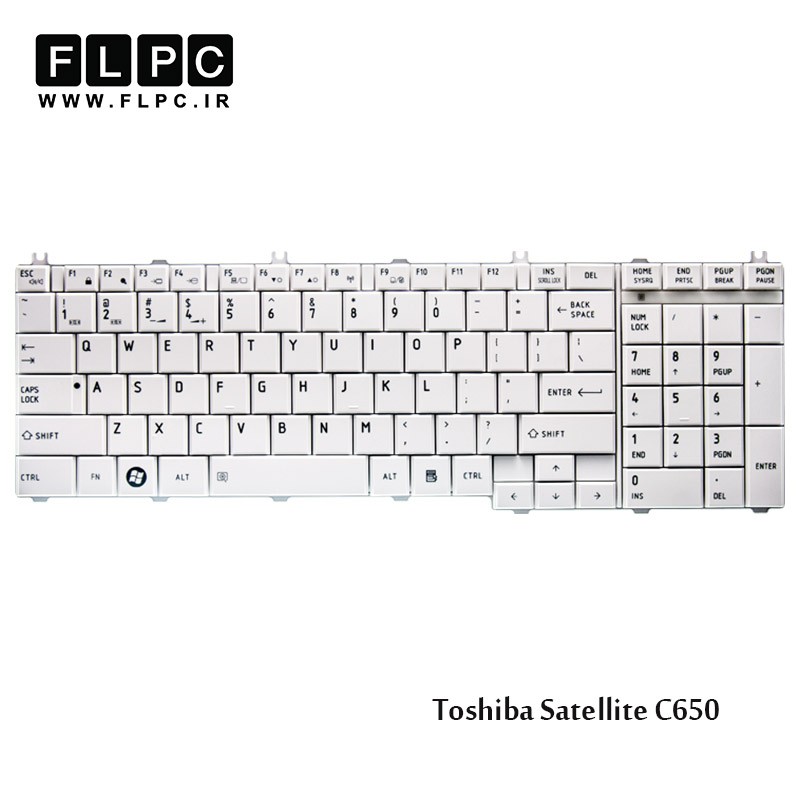 کیبورد لپ تاپ توشیبا C650 سفید /Toshiba Laptop Keyboard Satellite C650 White