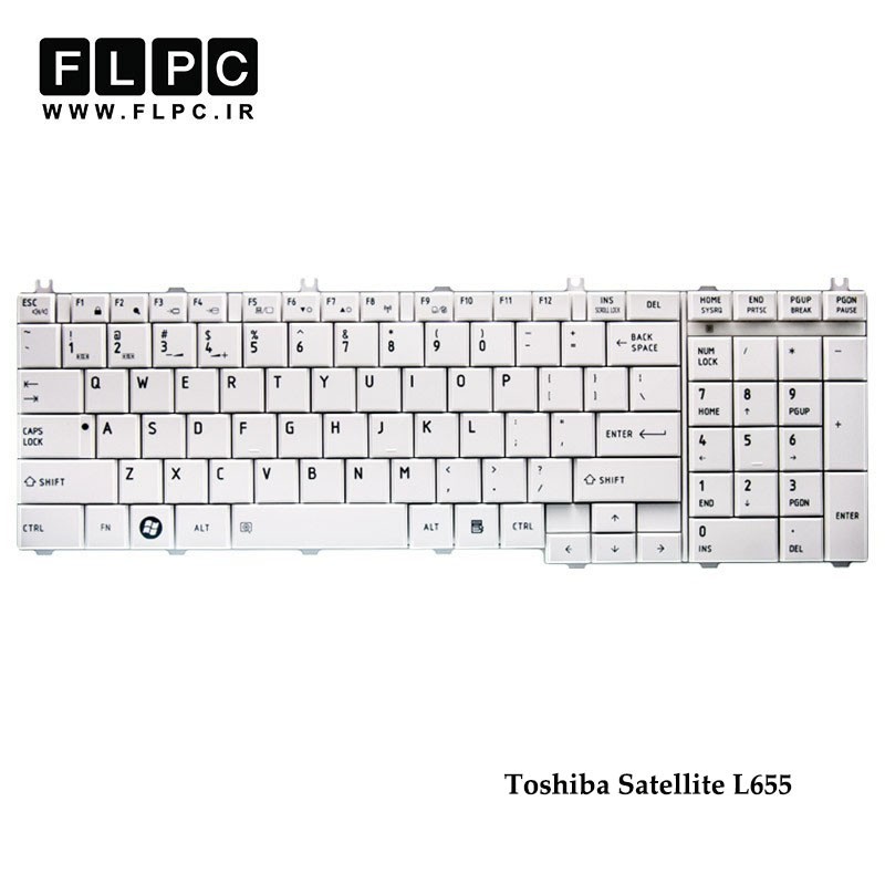 کیبورد لپ تاپ توشیبا Toshiba Laptop Keyboard Satellite L655 سفید
