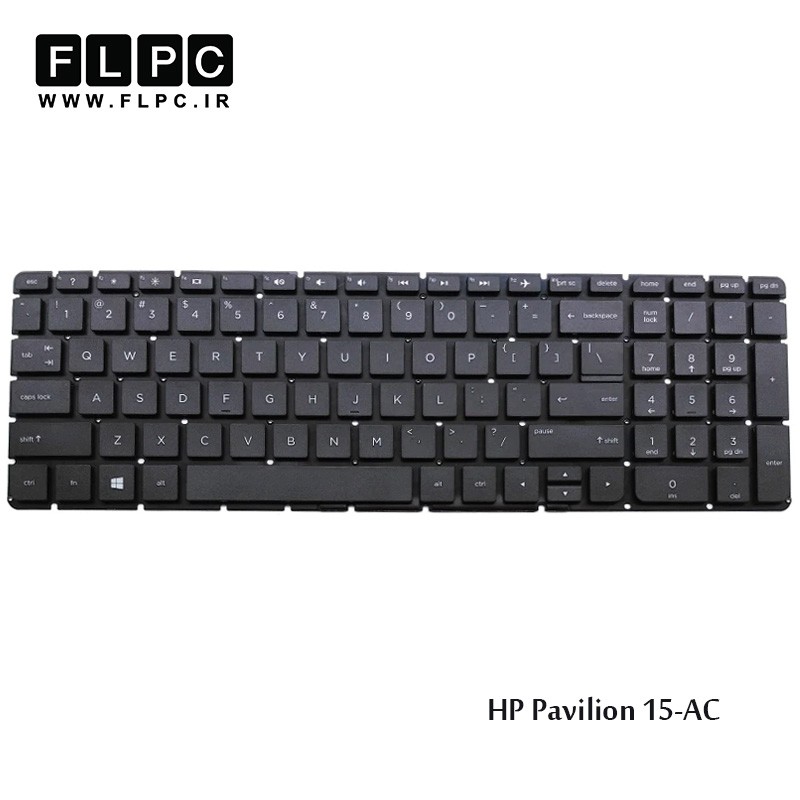 کیبورد لپ تاپ اچ پی HP Laptop Keyboard Pavilion 15-AC مشکی-اینتر کوچک-بدون فریم
