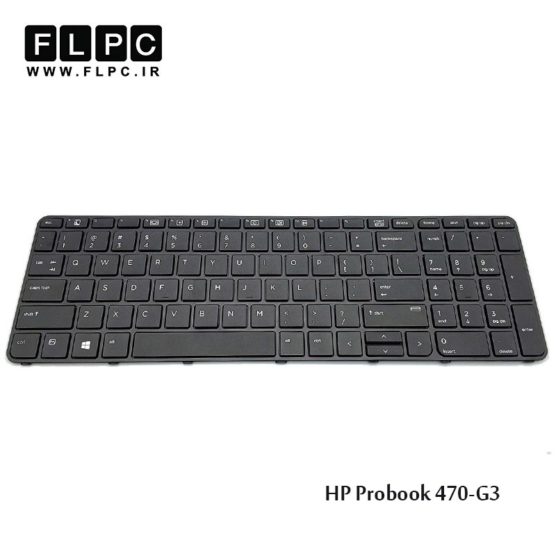 کیبورد لپ تاپ اچ پی HP Laptop Keyboard Probook 470-G3 مشکی-اینتر کوچک-با فریم