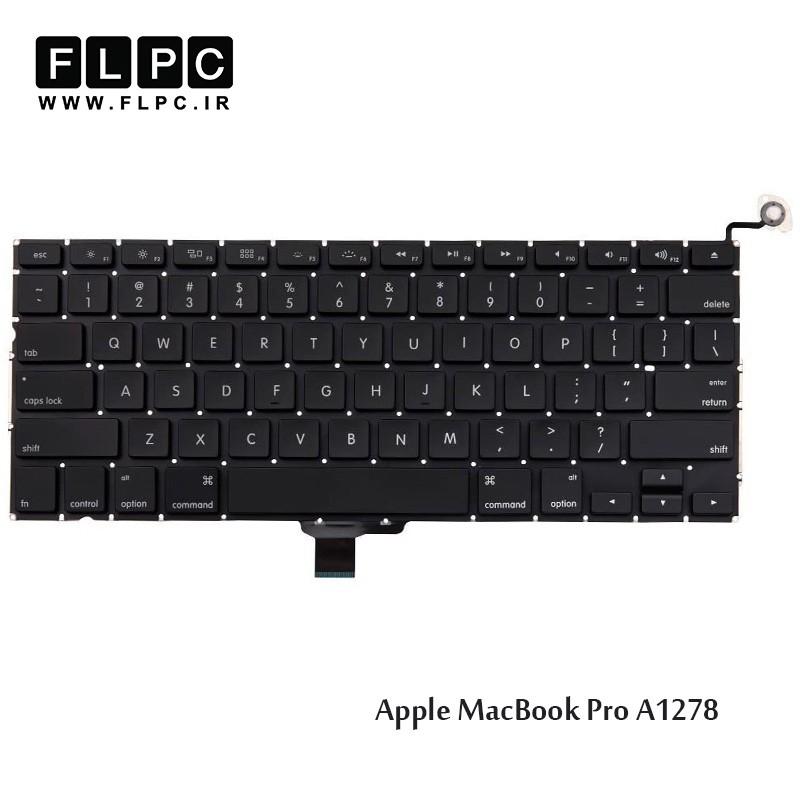 کیبورد لپ تاپ اپل مشکی اینتر کوچک به همراه کلید پاور  Apple Laptop Keyboard Macbook Pro A1278 Black