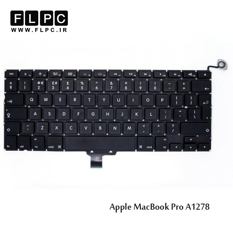 کیبورد لپ تاپ اپل مشکی اینتر بزرگ به همراه کلید پاور  Apple Laptop Keyboard Macbook Pro A1278 Black