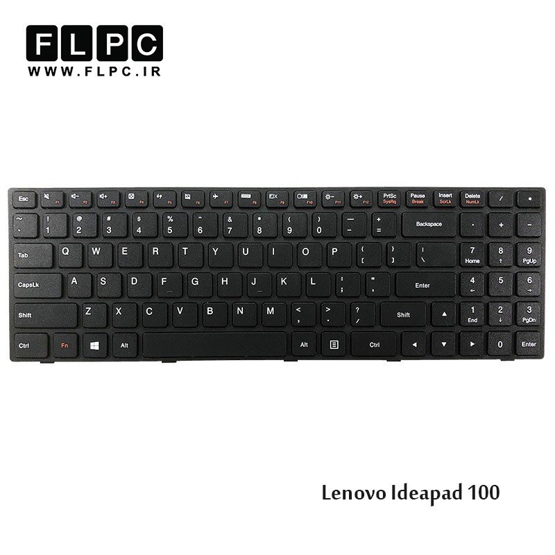 کیبورد لپ تاپ لنوو 100 مشکی-بافریم-فلت کنار-بدون دکمه پاور Lenovo Ideapad 100 Laptop Keyboard