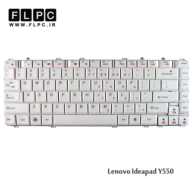کیبورد لپ تاپ لنوو Lenovo Laptop Keyboard Ideapad Y550 سفید
