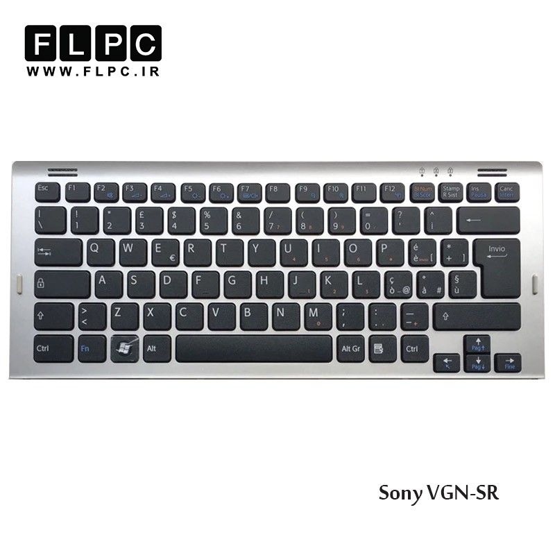 کیبورد لپ تاپ سونی Sony Laptop Keyboard VGN-SR مشکی-اینتر بزرگ-بافریم نقره ای