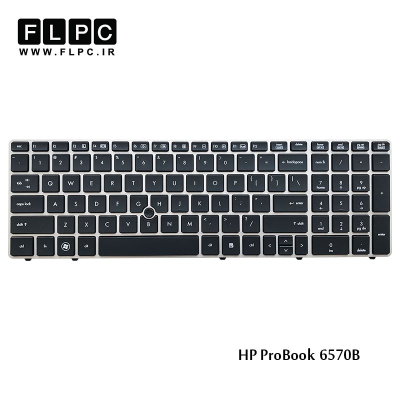 کیبورد لپ تاپ اچ پی HP Laptop Keyboard ProBook 6570B مشکی-با موس-با فریم نقره ای