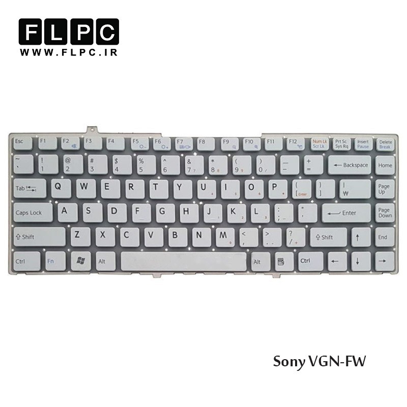کیبورد لپ تاپ سونی Sony Laptop Keyboard VGN-FW سفید-اینتر کوچک-بدون فریم