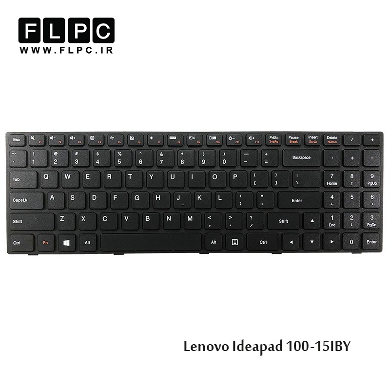 کیبورد لپ تاپ لنوو Lenovo Laptop Keyboard Ideapad 100-15IBY مشکی-بافریم-فلت کنار