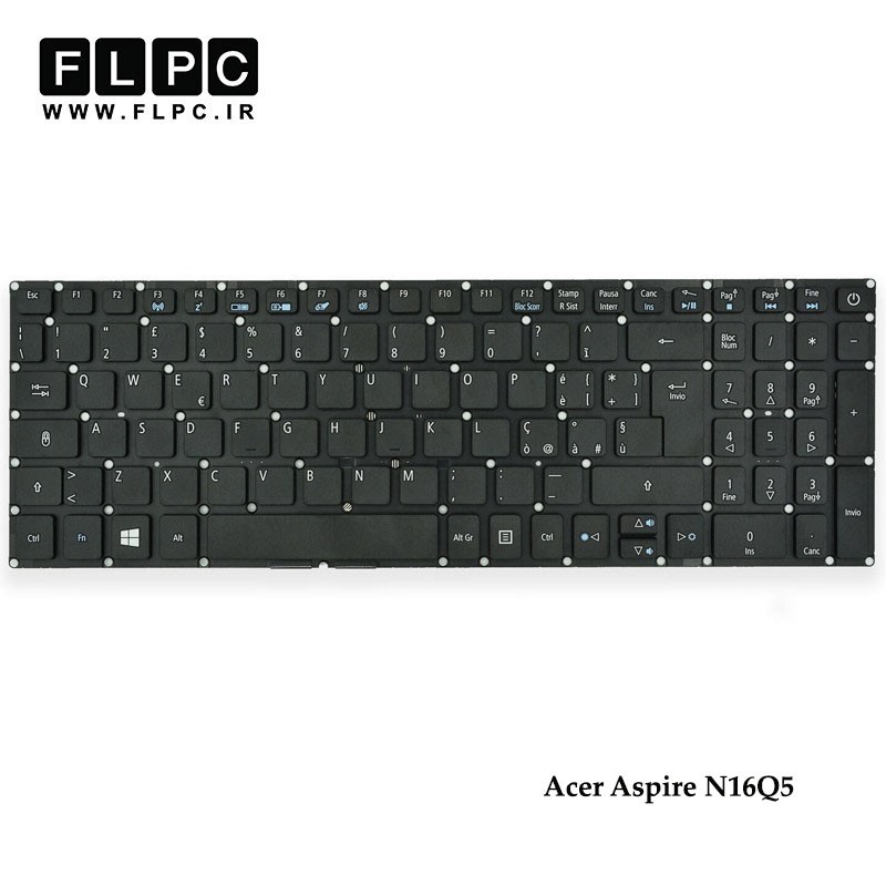 کیبورد لپ تاپ ایسر Acer Laptop Keyboard Aspire N16Q5 مشکی-اینتر کوچک-بدون فریم