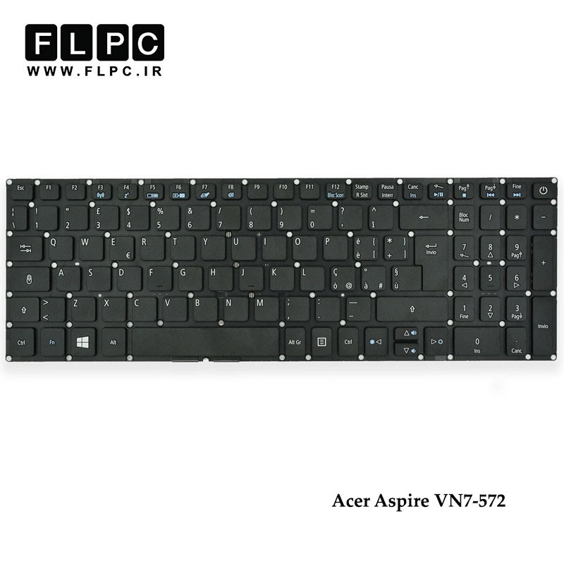 کیبورد لپ تاپ ایسر Acer Laptop Keyboard Aspire VN7-572 مشکی-اینتر کوچک-بدون فریم