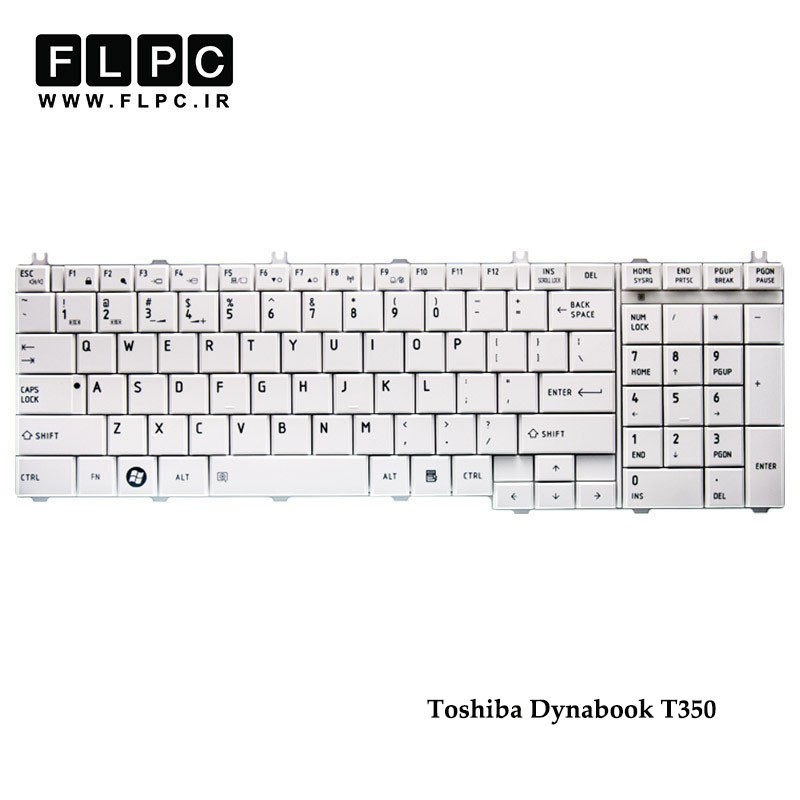 کیبورد لپ تاپ توشیبا Toshiba Laptop Keyboard Dynabook T350 سفید