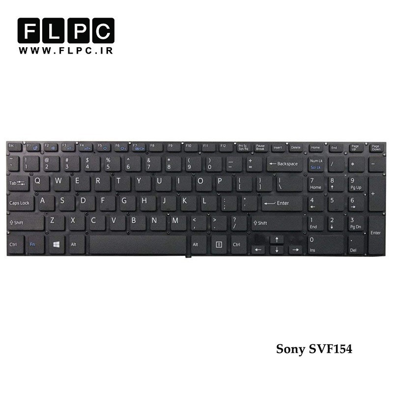 کیبورد لپ تاپ سونی Sony Laptop Keyboard SVF154 مشکی-اینتر کوچک-بدون فریم