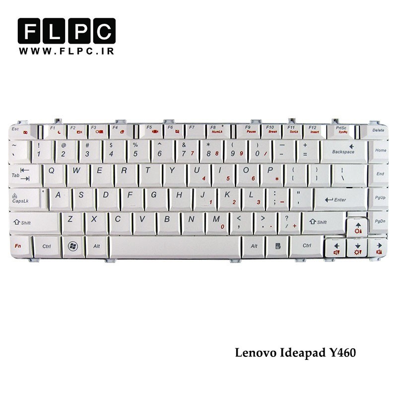 کیبورد لپ تاپ لنوو Lenovo Laptop Keyboard Ideapad Y460 سفید