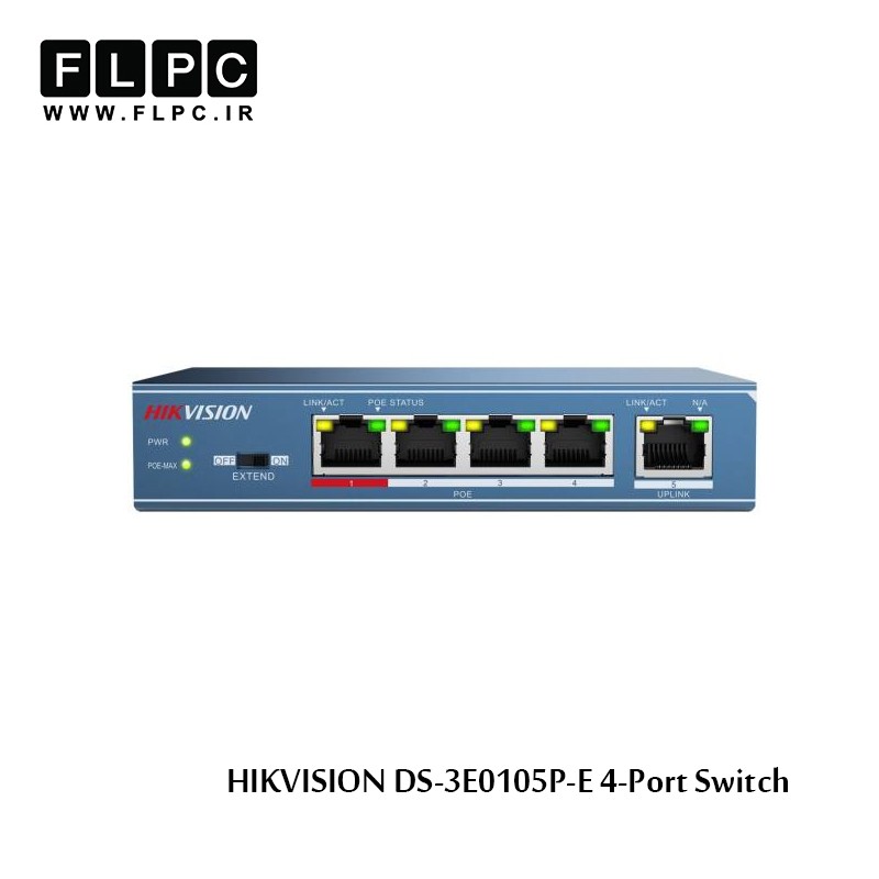 سوییچ شبکه 4 پورت هایک ویژن مدل DS-3E0105P-E