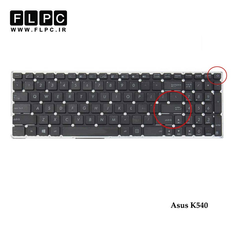 کیبورد لپ تاپ ایسوس Asus K540 اینترکوچک-بدون فریم-به همراه کلید پاور