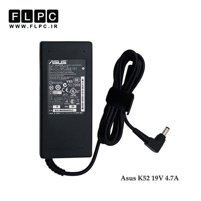 آداپتور لپ تاپ ایسوس K52 مشکی 19ولت 4.7 آمپر Asus K52 19V 4.7A Laptop Adaptor