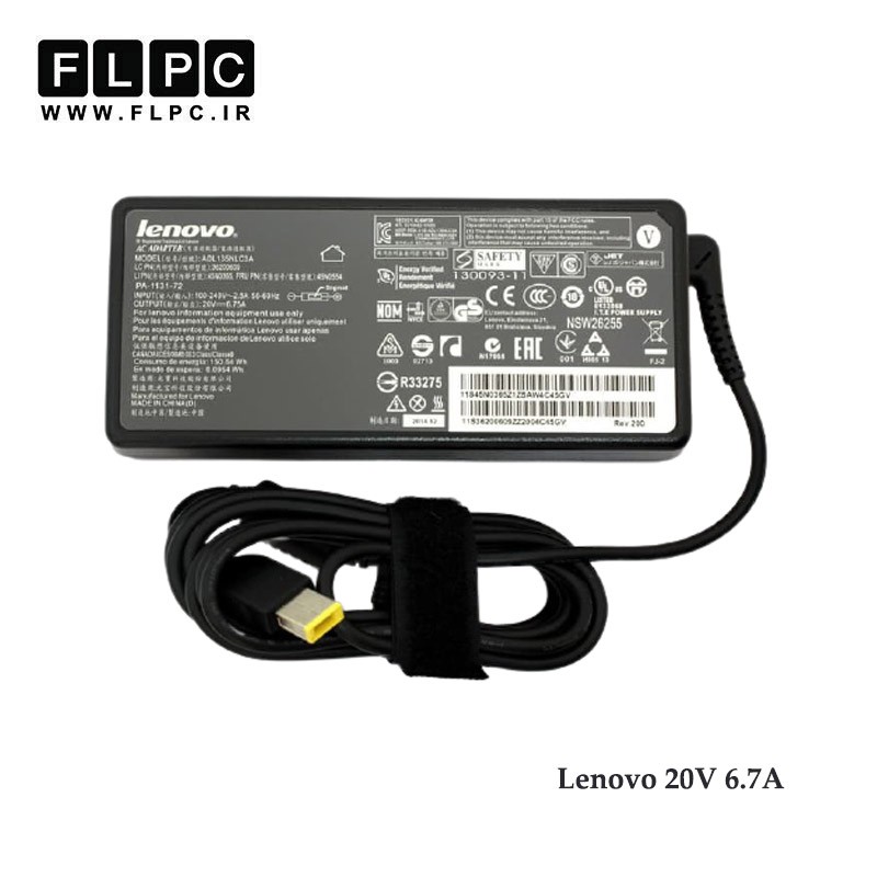 آداپتور لپ تاپ لنوو Lenovo 20V 6.7A Org _USB