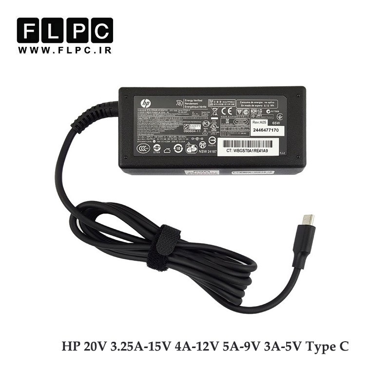 آداپتور تبلت, موبایل, لپ تاپ اچ پی HP 20V 3.25A, 15V 4A, 12V 5A, 9V 3A, 5V 3A _Type C