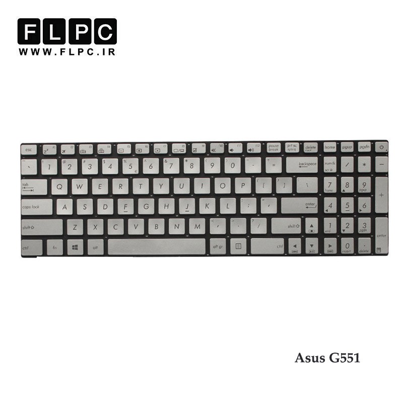کیبورد لپ تاپ ایسوس Asus G551 نقره ای - اینتر کوچک - با بک لایت