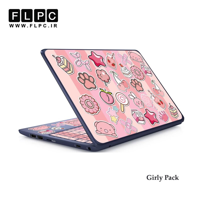 استیکر لپ تاپ راتیانا مدل Girly Pack به همراه برچسب حروف فارسی