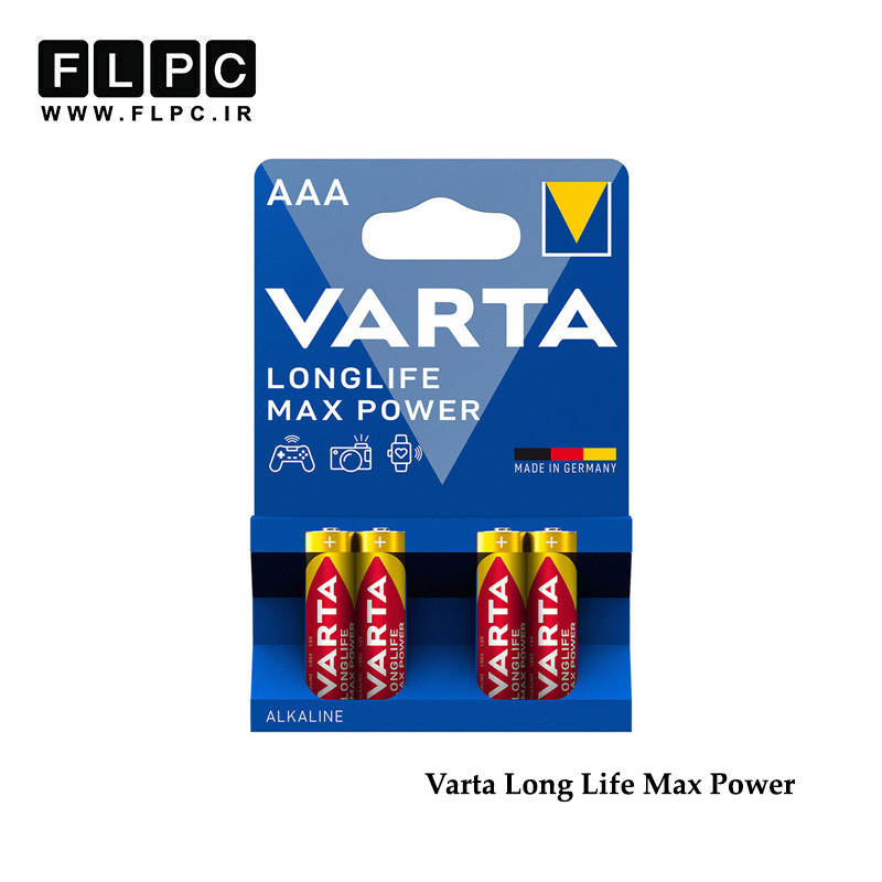 باتری نیم قلمی وارتا مدل Long Life Max Power بسته 4 عددی