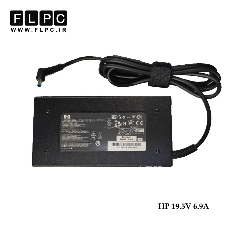 آداپتور لپ تاپ اچ پی HP 19V 6.9A Org Plus _4.5*3.0 سرفیش آبی