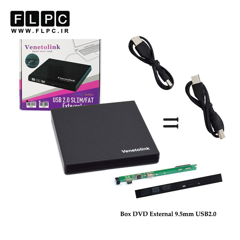 باکس دی وی دی اکسترنال لپ تاپ  Sata USB2 9.5mm مدل Venetolink