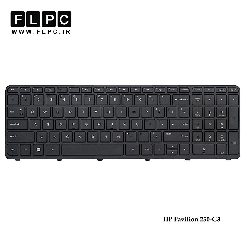 کیبورد لپ تاپ اچ پی HP Pavilion 250-G3 مشکی-اینتر کوچک-بافریم
