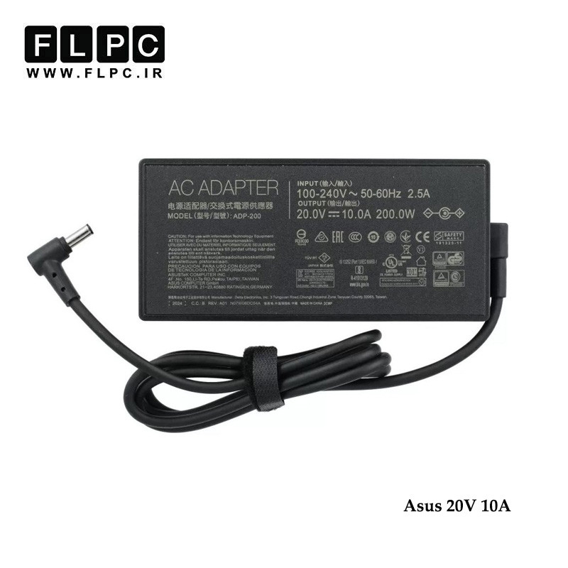 آداپتور لپ تاپ ایسوس Asus 20V 10A Slim Org Plus _6.0*3.7 کابل PC - سوزن دار