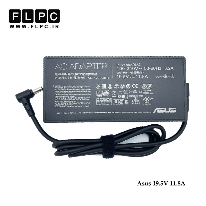 آداپتور لپ تاپ ایسوس Asus 19.5V 11.8A Slim Org Plus _6.0*3.7 کابل PC- سوزن دار