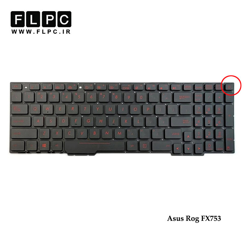 کیبورد لپ تاپ ایسوس Asus Rog FX753 بدون فریم-اینترکوچک-با بک لایت و کلید پاور