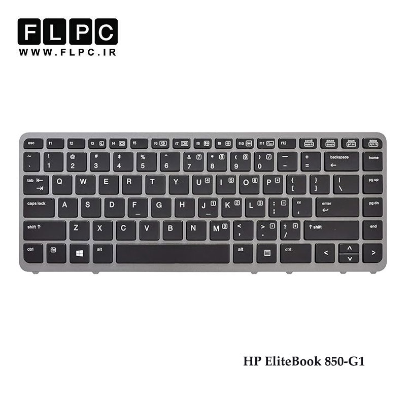 کیبورد لپ تاپ اچ پی HP EliteBook 850-G1 مشکی-بدون موس-بافریم نقره ای
