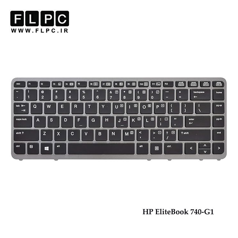 کیبورد لپ تاپ اچ پی HP EliteBook 740-G1 مشکی- بدون موس- بافریم نقره ای