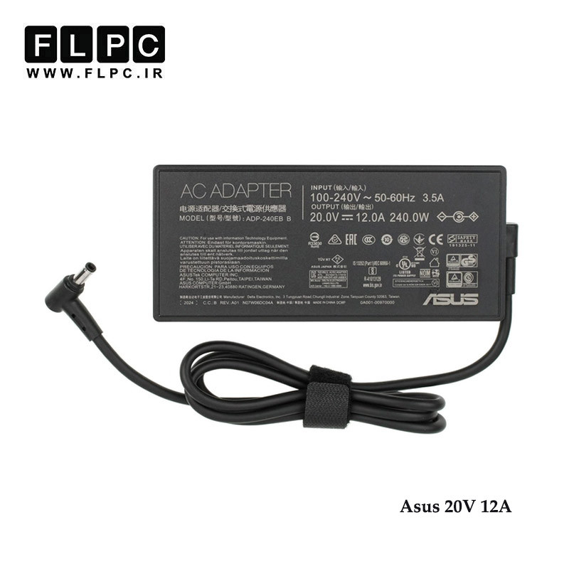 آداپتور لپ تاپ ایسوس Asus 20V 12A Slim Org Plus _6.0*3.7 کابل PC-سوزن دار
