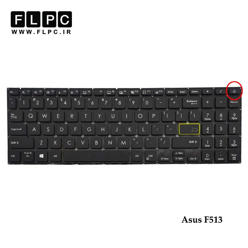 کیبورد لپ تاپ ایسوس Asus F513 مشکی-اینترکوچک-بدون فریم-با دکمه پاور