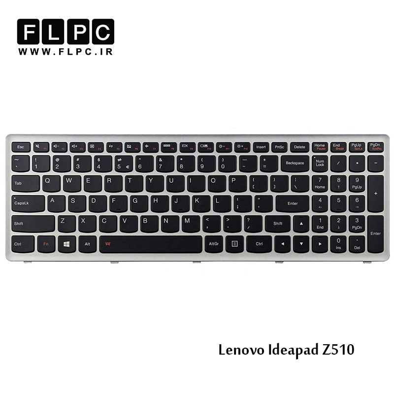 کیبورد لپ تاپ لنوو Lenovo IdeaPad Z510 مشکی- با فریم نقره ای- با بک لایت