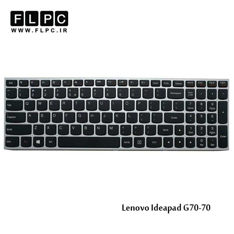 کیبورد لپ تاپ لنوو Lenovo Ideapad G70-70 مشکی- با فریم نقره ای- با بک لایت