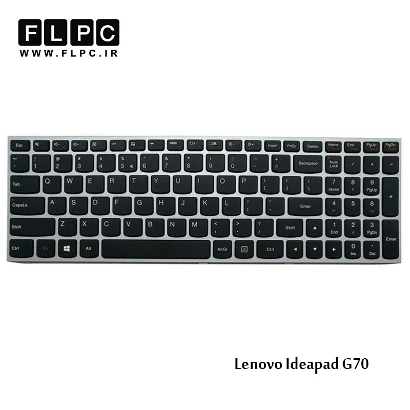 کیبورد لپ تاپ لنوو Lenovo Ideapad G70 مشکی- با فریم نقره ای- با بک لایت