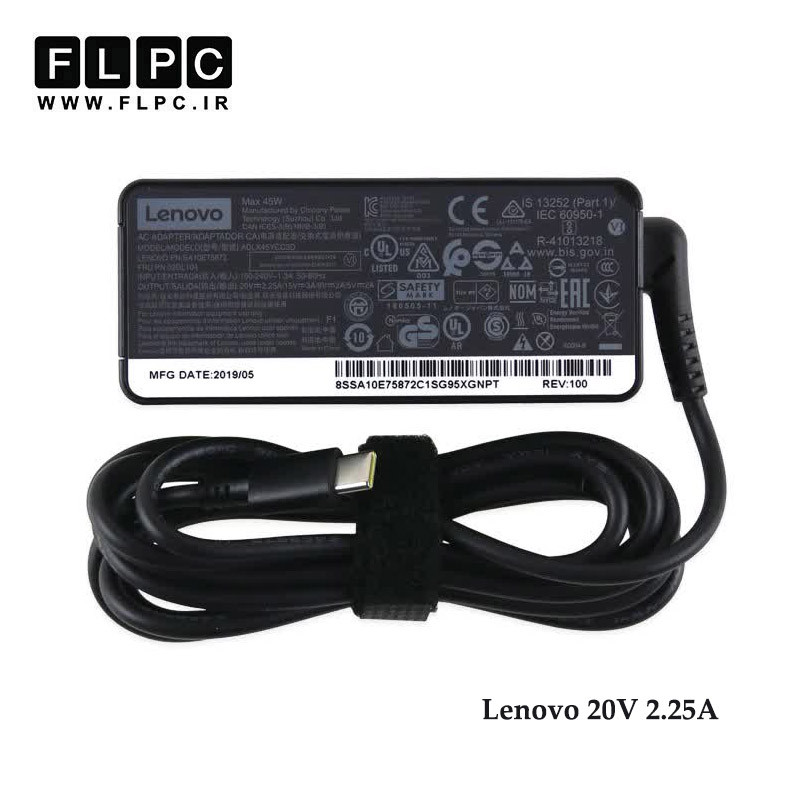 آداپتور لپ تاپ لنوو Lenovo 20V 2.25A/15V 3A/9V 2A/5V 2A مستطیلی Type C